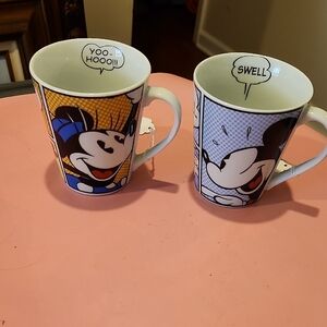 Disney Mickey Mouse Comic Strip Mugs - Blue and Yellow
